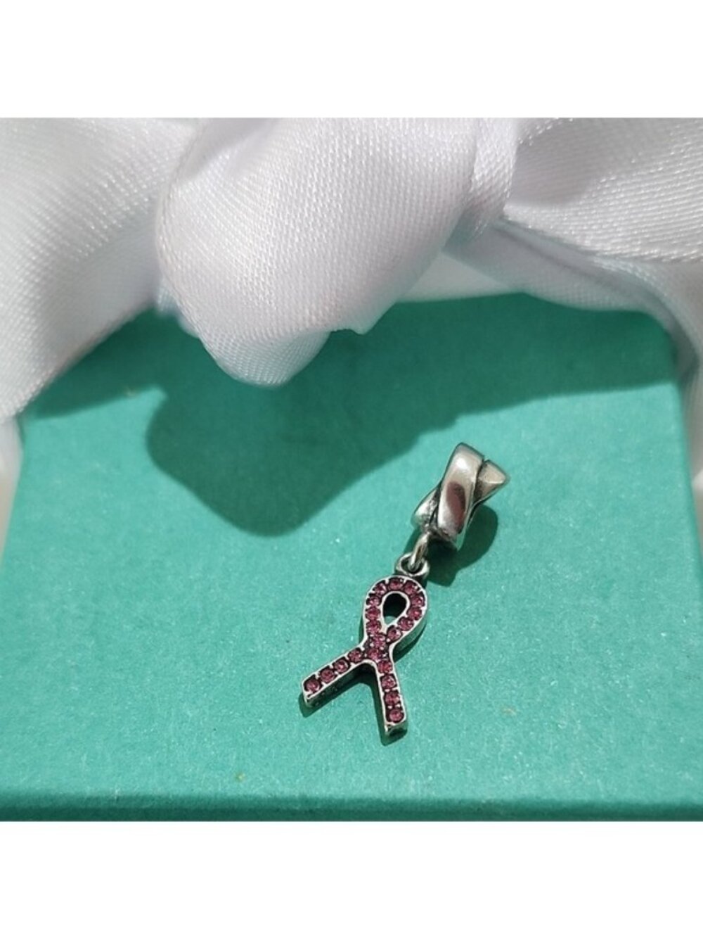 Sterling Silver Breast Cancer Awareness Dangle Charm MA Michael Anthony Italy